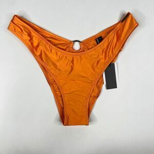 Kendall & Kylie Womens O-Ring Cheeky Cut Swim Bottom Orange Size Large NWT